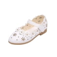 thumbnail image 3 of Viluyesy Girls' Spring and Summer Leather Sandals for Medium to Large Kids Solid Color Floral Flat Soft-Sole Princess Sandals White Size 9.5, 3 of 9