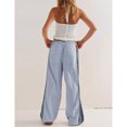 thumbnail image 2 of PUWEI Women's Wide Leg Pants Side Striped Drawstring High Waist Palazzo Sweatpants with Pockets, 2 of 7