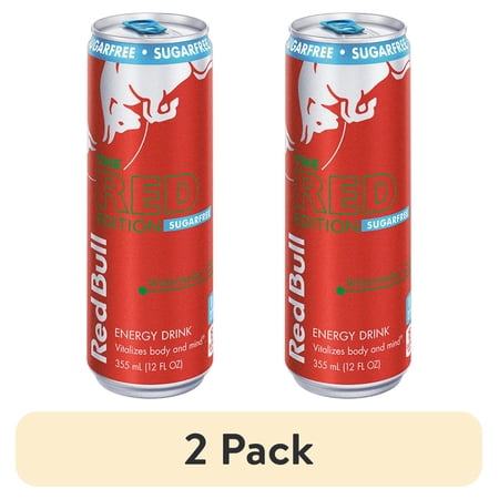 (2 pack) Red Bull Red Edition Sugarfree Energy Drink, Watermelon, 114mg Caffeine, 12 fl. oz. Can