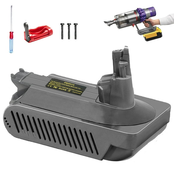 Upgrade Your Dyson V10 Vacuum with our Dewalt 20V Lithium Battery Adapter - Compatible with Cyclone V10 Animal, Absolute, and Fluffy Models. Includes Trigger Lock and Screwdriver. (Not for V10 Slim or