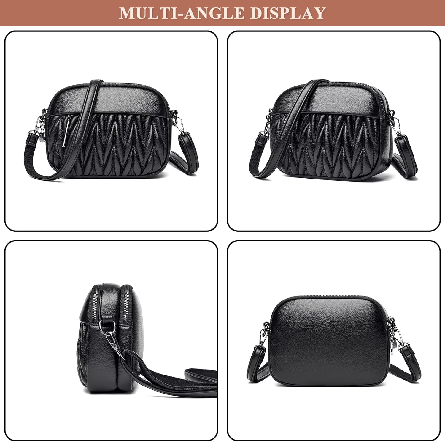 Quilted Crossbody Bags for Women PU Leather Lightweight Shoulder Bags Outdoor Trendy Medium Size Purses Wallet