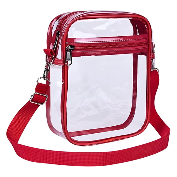 ACDANC Stadium Approved Clear Bag for Stadium Events - 7.9x5.9x2.4in PVC Security Clear Bags for Women, Large Capacity with Adjustable Strap, Front Pocket for Phone/Keys