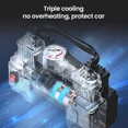 thumbnail image 2 of Led Light Portable Air Compressor With Digital Pressure Gauge, Tire Inflator For Car Bikes Motorcycles, Heavy Duty Double Cylinder Direct Drive Fast Inflation Black, 2 of 5