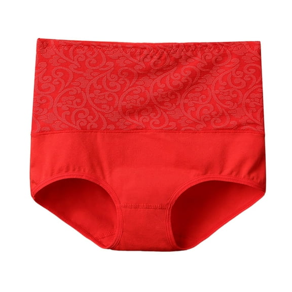 Gubotare Women's Cotton Underwear High Waist Stretch Briefs Soft Underpants Ladies Womens Panties (Red,XL)