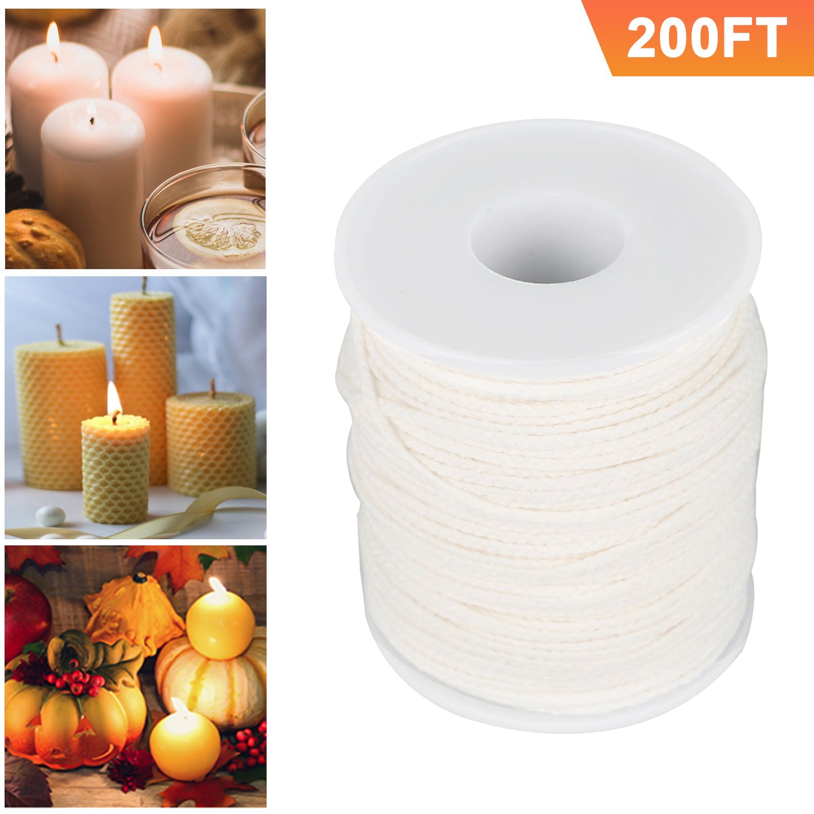 200ft Braided Candle Wicks, 100 Cotton Candle Wick Core, NonSmoke