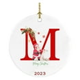 thumbnail image 2 of Diceymbol Christmas Ornaments Ceramic Christmas Tree Decorations Durable Round Hanging Ornament Alphabet Initial Letter Pendant Holiday Decorations Children's Christmas Gifts, 2 of 7
