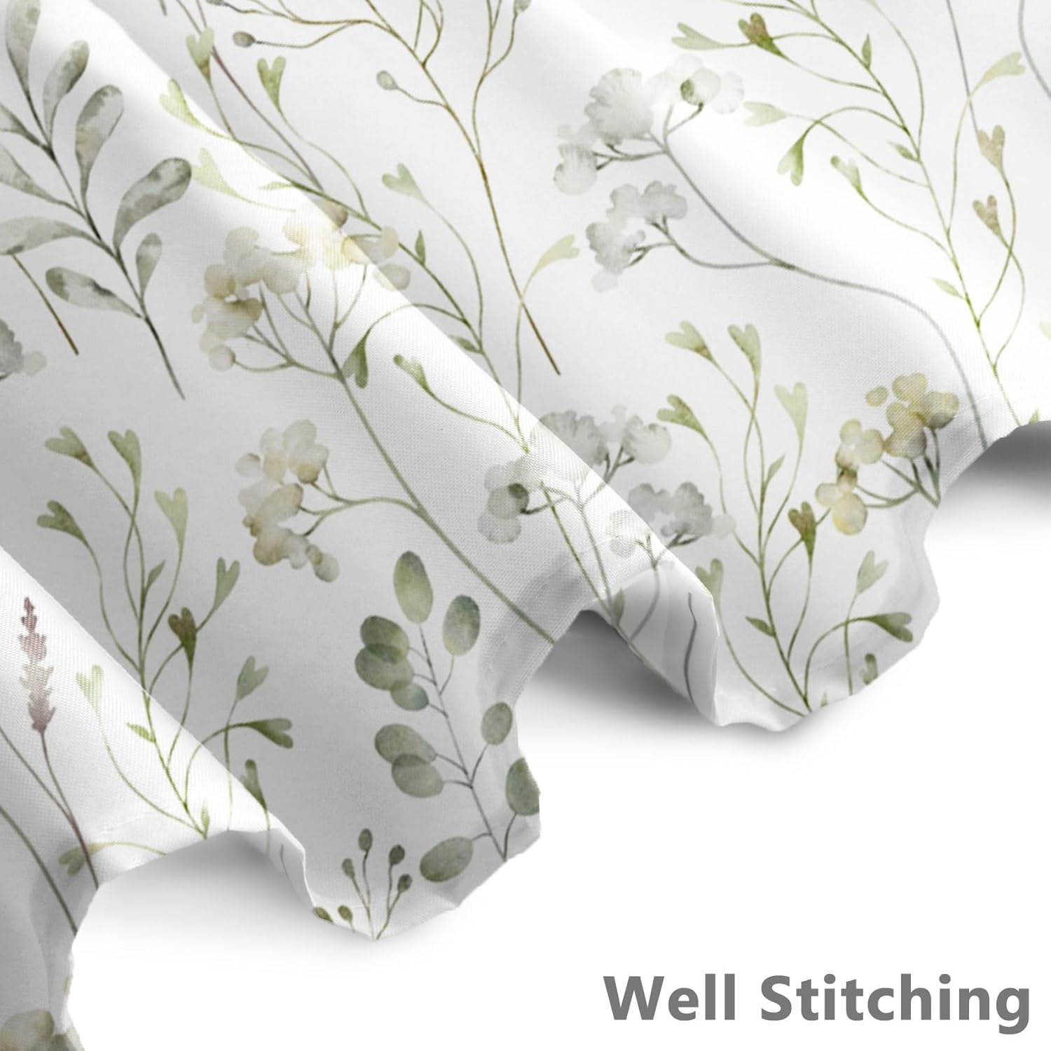60x72 Inches Sage Green Leaves Shower Curtain Watercolor Leaf Floral Plant Bath Curtain Botanical Fabric Shower Curtain for Bathroom Decor Set Polyester Waterproof with Hooks