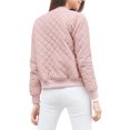 thumbnail image 4 of MODA NOVA Juniors Stand Collar Zip Up Raglan Sleeves Bomber Quilted Jacket, 4 of 7