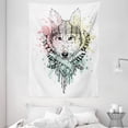 thumbnail image 1 of Abstract Tapestry, Wild Brave Tribal Animal Wolf with Rainbow Colorful Backdrop and Sketchy Image, Wall Hanging for Bedroom Living Room Dorm Decor, 60W X 80L Inches, Multicolor, by Ambesonne, 1 of 2