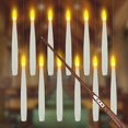 thumbnail image 1 of Floating Candles with Wand  20 PCs Magic Hanging Candles  Flickering Warm Light Flameless Floating LED Candle with Wand Remote  Battery Operated Window Taper Candle Set for Halloween Deco, 1 of 8