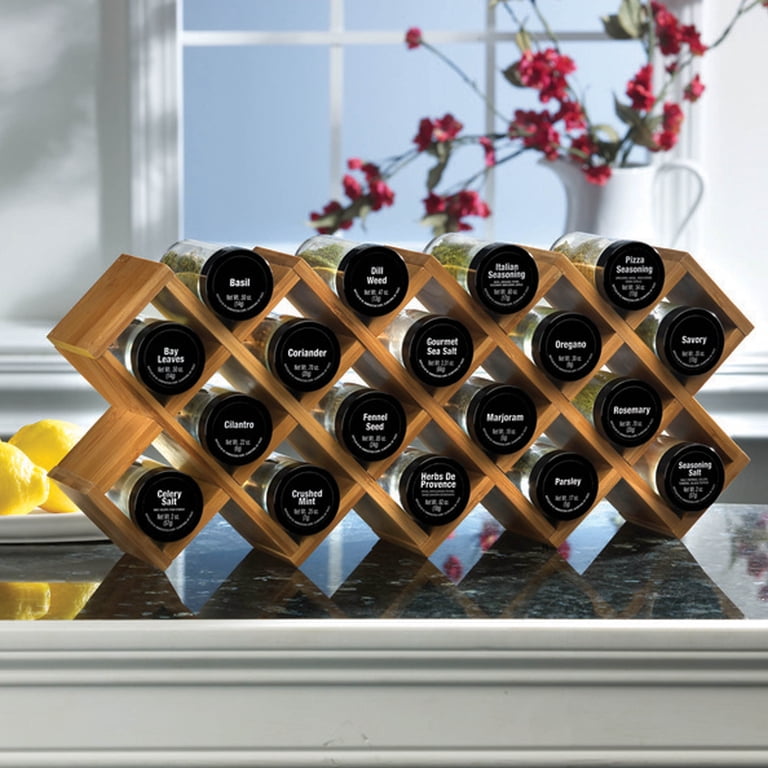 Kamenstein Criss-Cross Revolving 18-Jar Prefilled Bamboo Spice