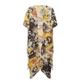 thumbnail image 2 of FKELYI Retro Sunflower Bee Print Kimono Cover Up for Women Summer Beach Coverup Half Sleeve Kimono Cardigan Sheer Beachwear Comfy Resort Wear for Ladies Casual Outfit, 2 of 6