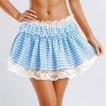 thumbnail image 2 of Aihuaihua Blue Gingham Skirt Women, Lace Trim Short Skirt Flowy Mini Plaid Skirt Summer Fall Casual Clothes Y2k Trendy Streetwear Blue XL, 2 of 6