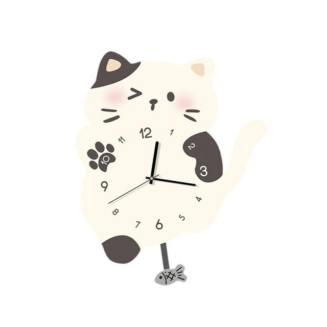 Reloj de pared con motivo de gato, silencioso, bonito, para escuela, hogar, cocina, hotel, oficina, sala de estar, dormitorio, reloj decorativo con nú