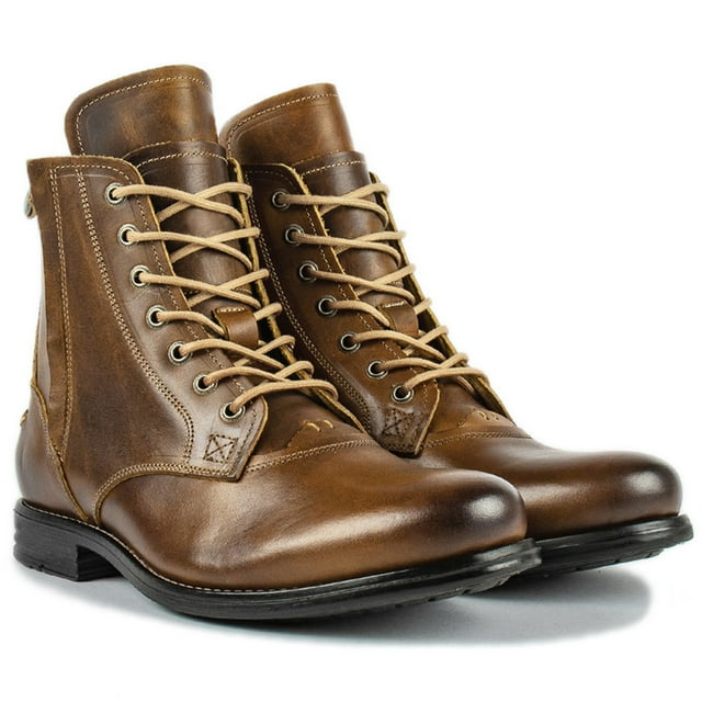 Styesk Boots for Men Burn Colored Motorcycle Work Clothes Short Boots Lace Up Male Motorcycle Boots Men