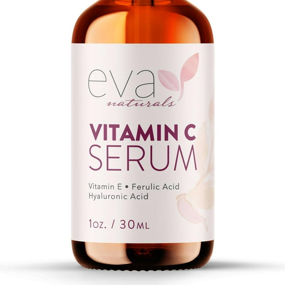 Suero de Vitamina C Eva Naturals 20% con Ácido Hialurónico, Vitamina E y Cúrcuma para Rosto Anti-Eda