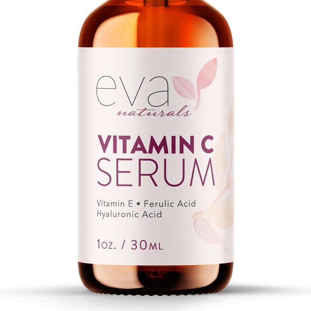 Suero de Vitamina C Eva Naturals 20% con Ácido Hialurónico, Vitamina E y Cúrcuma para Rosto Anti-Eda
