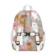 thumbnail image 3 of Pomeranian Dog and Flower Floral Backpack for School,Cute School Bag,Schoolbag with Adjustable Shoulder Straps & Padded Back,15"x11.42"x5.5", 3 of 6