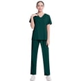 thumbnail image 5 of MLQIDK Womens Scrub Sets Plus Size Nursing Uniforms Petite V Neck Yoga Scrub Pants and Tops Jogger Scrubs Medical Scrubs Uniformes De Enfermeras De Mujer Dark Green XL, 5 of 6