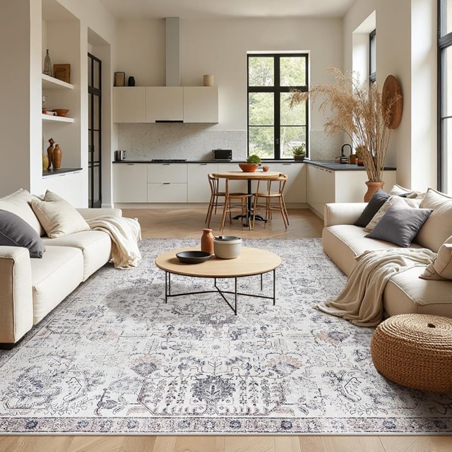 Area Rug x Vintage Rug Indoor Washable Rug Retro Accent Rug Distressed Carpet Multi Floral Print Country Boho Rug Non Slip Kitchen Bedroom Living Room Dining Room Office