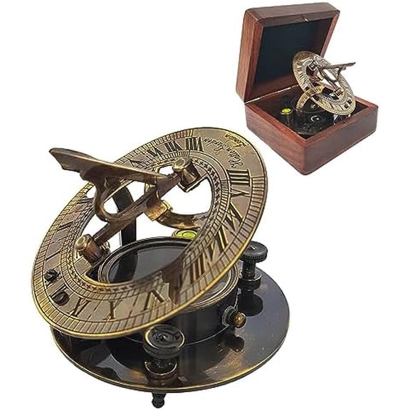 Sundial Compass in  - Nautical Marine Pocket Sun Dial, Boat Gift, Sun Clock Replica Watch for Pirate Ship Enthusiasts$$Home Decor, Kitchen, & Other
