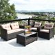 thumbnail image 2 of 4 Pieces Patio Rattan Conversation Furniture Set with Glass Top Coffee Table Garden Outdoor Sets My Lux Decor Round, 2 of 10