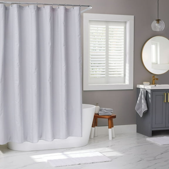 Better Homes & Gardens Waffle Stripe Shower Curtain – Soft Silver, 72" x 72" – Textured Fabric for Modern Bathroom Décor