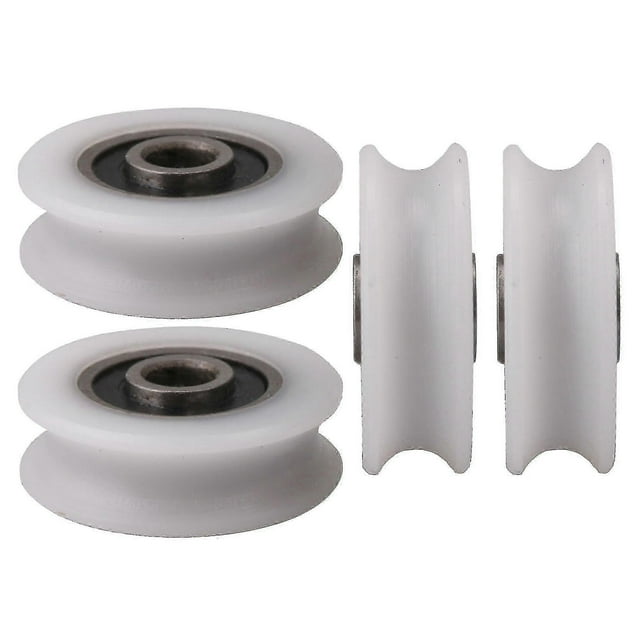 4pcs 4x20x6.5x7.4mm White Inner Dia 4mm U-groove Nylon Pulley Wheel For Sliding Door A