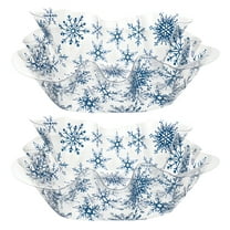 (2) Blue Christmas Novelty Plastic Ruffle Serving Bowls, 10.5 in Holiday Party Snack Dishes, Candy Holders, Treats Containers, Fruit Trays, Tableware Decoration
