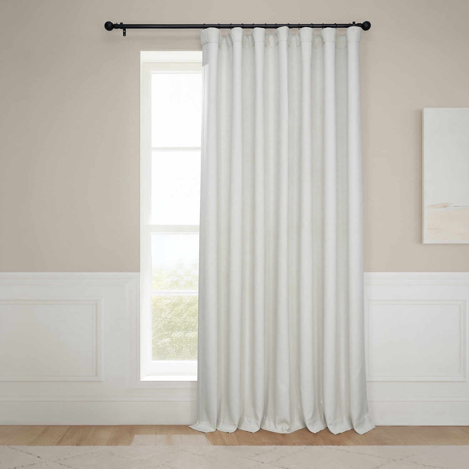 HPD Half Price Drapes Birch Taupe Extra Wide Faux Linen Room Darkening Curtains for Bedroom & Living Room Curtains (1 Panel), Door & Window Curtains 120 inches long, Rod Pocket curtains, 100W X 120L