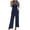 Navy, variant on Timegrad Jumpsuit for Women 1 Shoulder Smocked Elastic Waist Wide Leg Rompers with Pockets Comfy Outfits