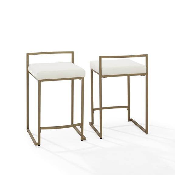 Crosley Furniture Harlowe Modern Steel Counter Stools, Creme (Set of 2)