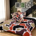 thumbnail image 4 of Manfei Minimalism Aircraft Camo Full Size Comforter Sets, Contemporary Vehicle Bedding Comforter Set, Chocolate Olive, Black Reversible, 3-Piece, 1 Comforter and 2 Pillowcases, 4 of 7