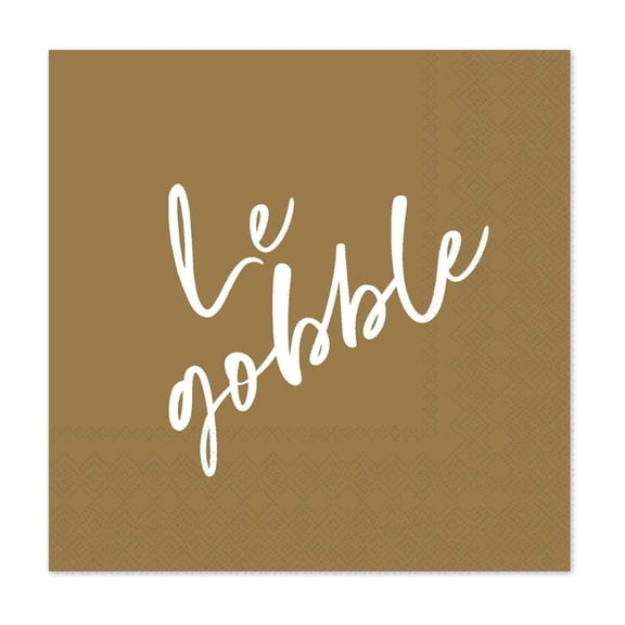 Bonjour Fête Gobble Turkey Cocktail Paper Napkins, Disposable Party Supplies, 20 Count, Small, Beverage Size, Thanksgiving