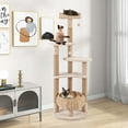 thumbnail image 4 of Costway 65" Cattail Cat Tower with Jute Scratching Posts Perch Basket Bed Dangling Balls, 4 of 10