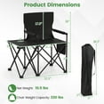 thumbnail image 3 of Gymax 2PCS Oversized Camping Chair w/Side Table 2 Storage Pockets Cup Holder for Trip Black, 3 of 10