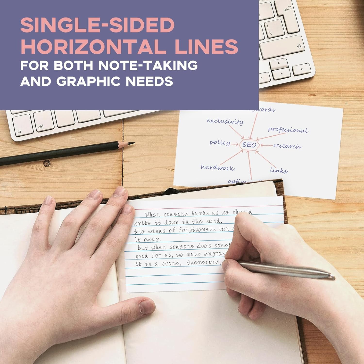 HWZWT Lined Index Cards for Notes and To-Do Lists 3 x White x for