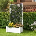thumbnail image 2 of Costway Outdoor Planter Box with Trellis Water Level Indicator Removable Space Dividers Greyish-white, 2 of 10