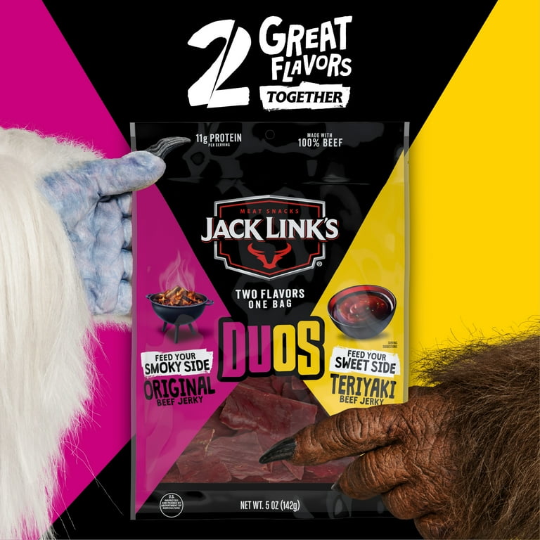 Jack Link's DUOS Original and Teriyaki Beef Jerky, 5 Ounce, 11g of