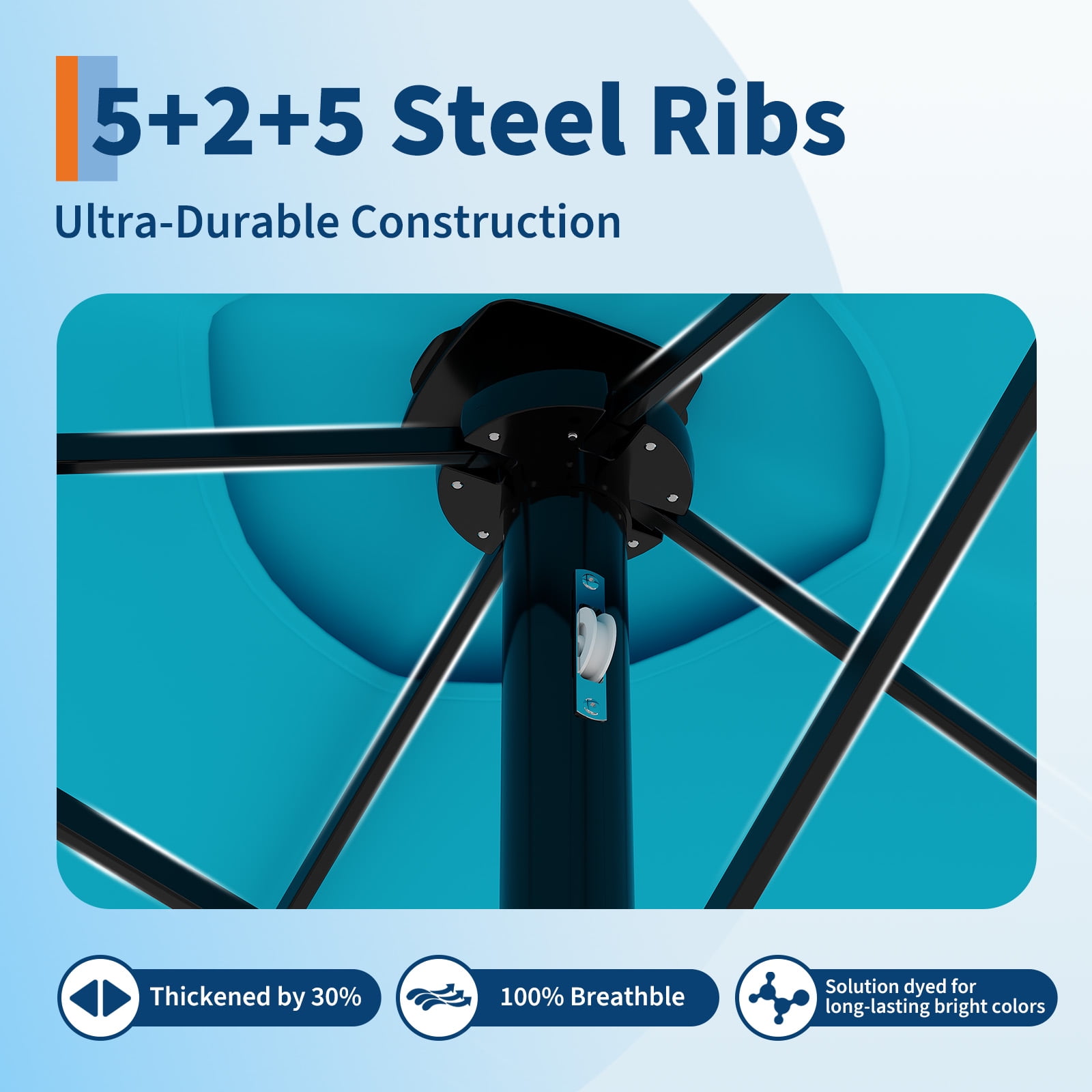 15Ft Large Patio Umbrella with Base, Double-Sided Rectangle Umbrella with Cross Base & Sandbag, for Pool, Lawn or Garden