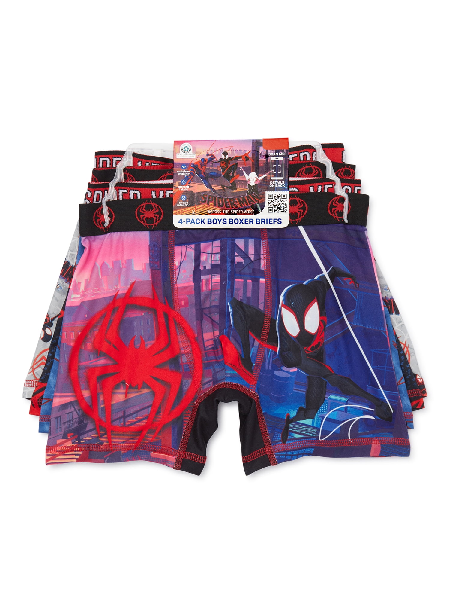 Spider-Man Spider-Verse Boys Boxer Brief Underwear, 4-Pack