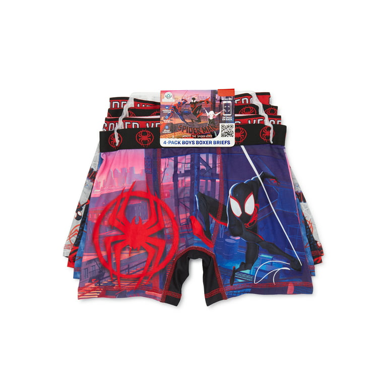 Spider-Man Spider-Verse Boys Boxer Brief Underwear, 4-Pack, Sizes 4-10 