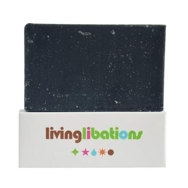 LIVING LIBATION - Barra de jabón de carbón limpiador orgánico | Belleza limpia vegana natural elaborada de forma silvestre (4,2 oz | 120 g)