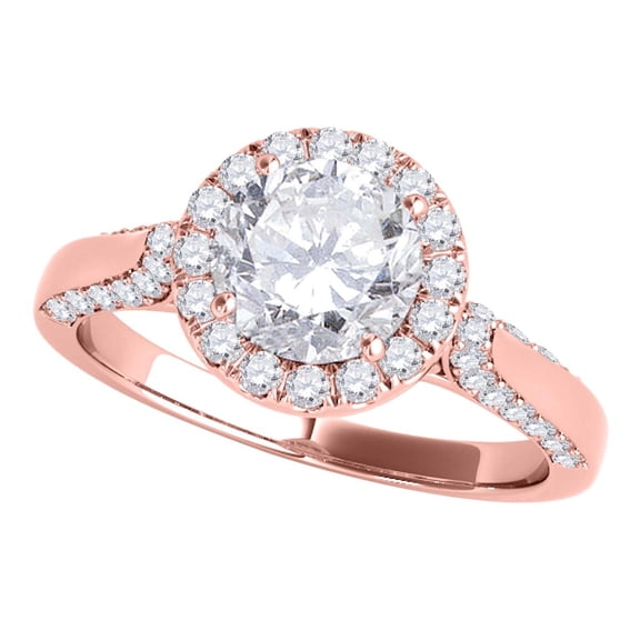 Mauli Jewels Engagement Rings for Women 1 Carat Halo Unique Design Engagement Diamond Ring Crafted 4 Prong 14k Solid Rose Gold