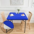 thumbnail image 5 of Moocorvic Fitted Stretch Square Table Cloth Elastic Tablecloth Topper Cap for Dining Kitchen Home Party 34'',Blue, 5 of 7