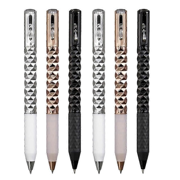6Pcs Crinkle Pen, Geometric Metal Shape Shifting Switch Pens for School Home Office Supplies, 0.5mm