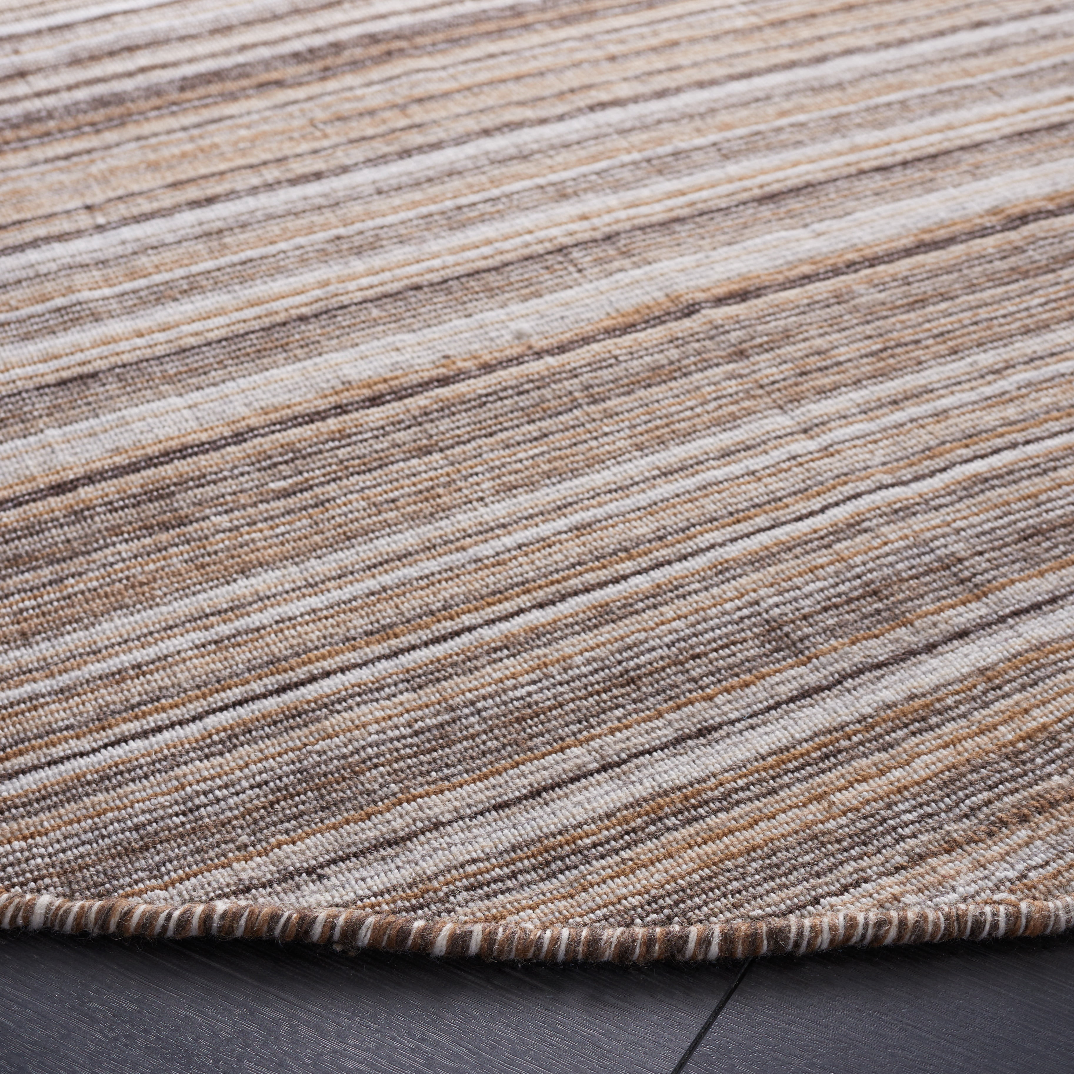 Safavieh Kilim Xaviera Striped Polyester Area Rug, Brown/Yellow, 6' x 6' Round
