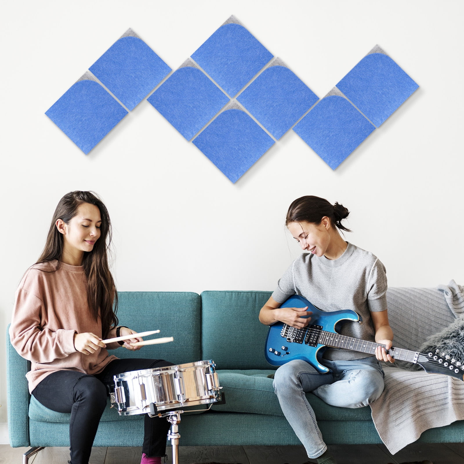 DOLLAR BOSS 8 Pcs Felt Cork Board Tiles, Felt Pin Board Notice Boards, Self Adhesive DIY Bulletin Board Blue Leaf Design Decoration Pin Board for Office Home Wall Decor Stickers Memos Photos Display