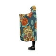 thumbnail image 2 of HATIART Hooded Throw Wrap Skull and Flowers Wearable Hooded Blanket 40x50 Inch Comfortable Softness Robe, 2 of 3