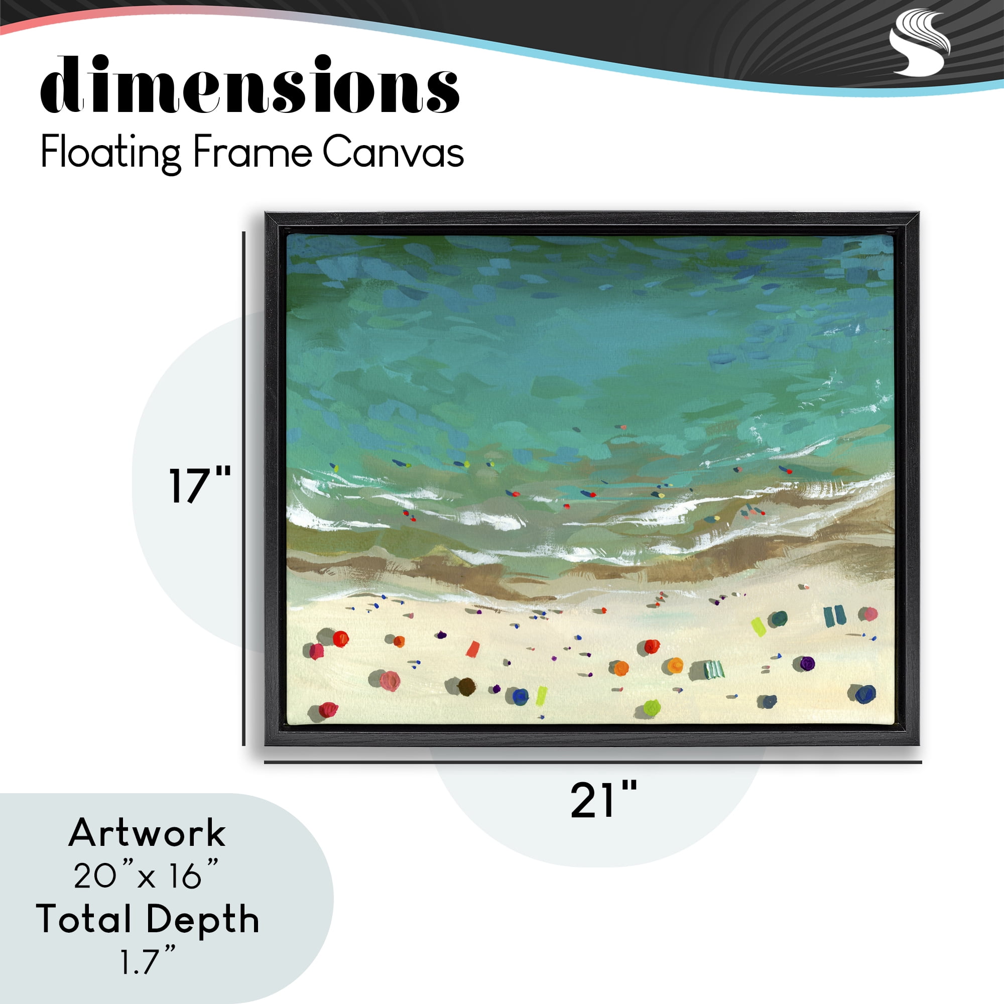 Stupell Industries Aerial Turquoise Shoreline Black Framed Floater Canvas Wall Art, design by Brook Page